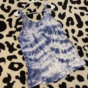 Womens loose Blue and White Tied eyed tank top